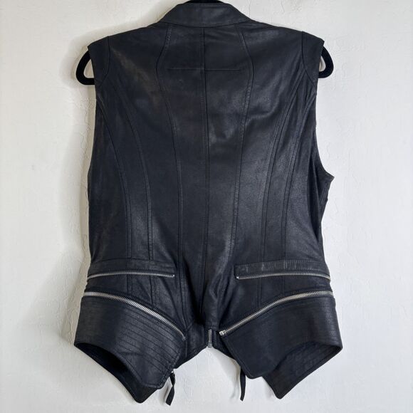 Dawn Levy Leather Zipper Vest - Picture 2 of 7